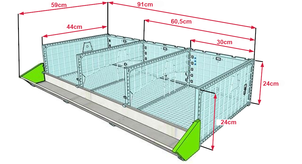 Dimenzije perutninske farme CIMUKA CB25-03-1K